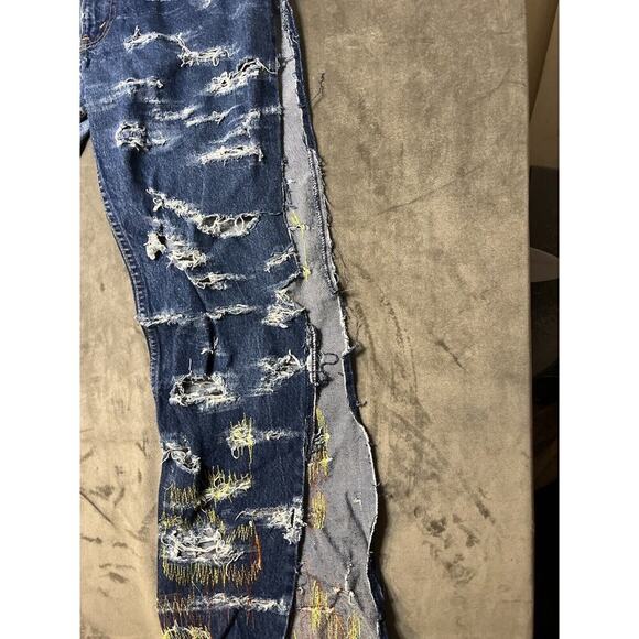 Levi's 40509-0215 36x32 Men's Jeans Orange Tab Blue Medium Wash 80's Destroyed - Picture 2 of 9